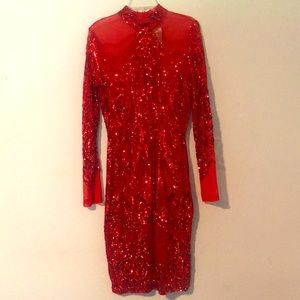 Red sequin dress